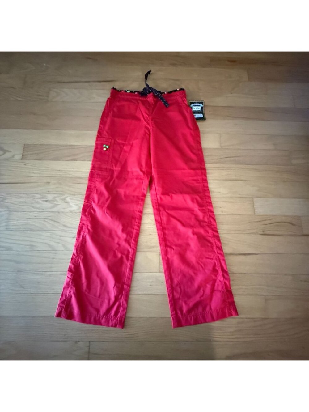 Mary Engelbreit Women's Small Red Cherry Pattern Medical Scrub Pants NWT